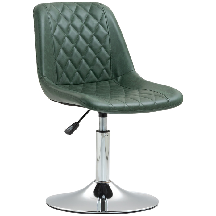 Chaise de bureau design Chesterfield capitonné revêtement synthétique vert vieilli avec surpiqûres