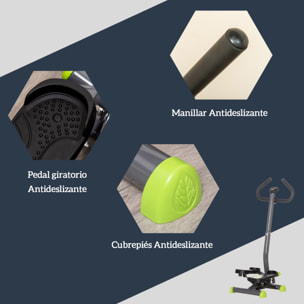 Máquina de Step Stepper Fitness en Casa para Escaleras con Pantalla LCD Manillar y Pedales Antideslizantes Equipo de Ejercicio para Gimnasio Oficina 55x44x108 cm Gris y Verde