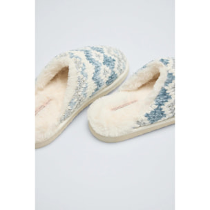 Pantofole da casa con interno in pelliccia con stampa etnica