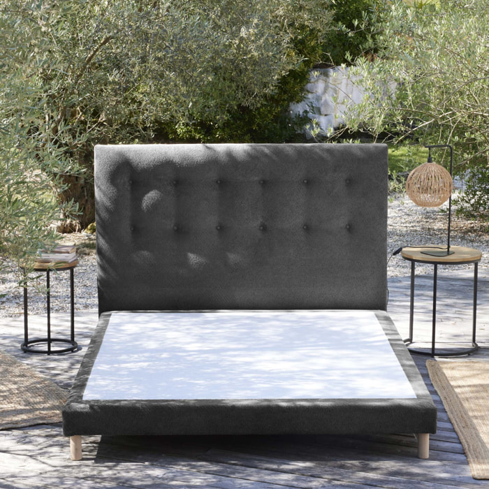 Ensemble sommier et tête de lit EDEN gris anthracite