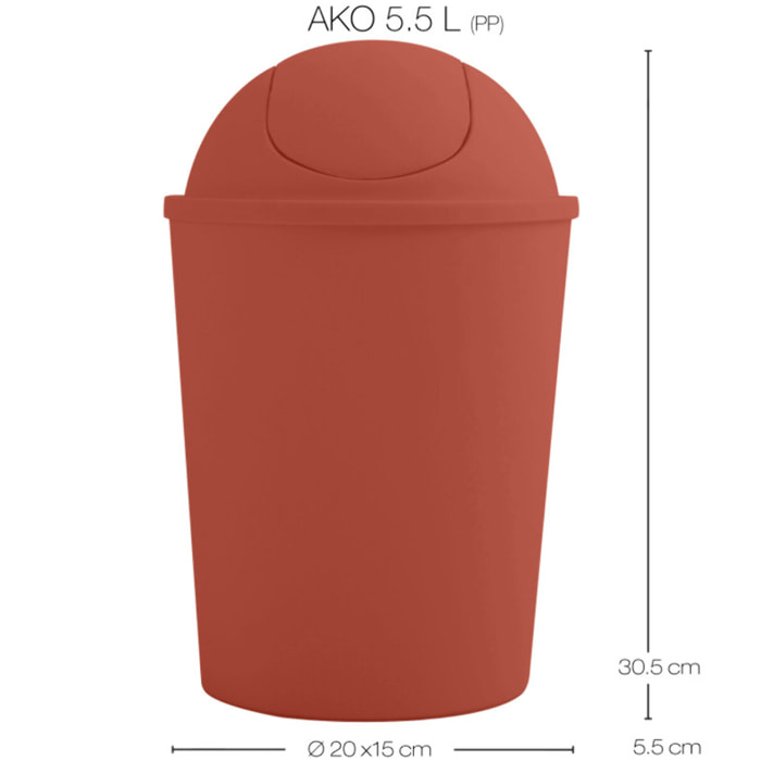 Poubelle à bascule AKO 5,5L Terracotta MSV