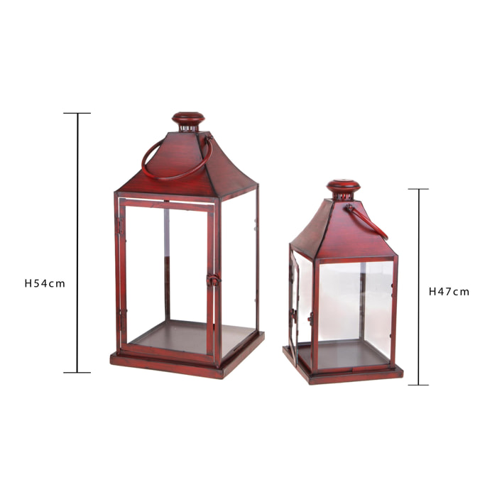 Set di 2 Lanterna - Pezzi 1 - Colore Rosso - 26x54Hx26cm - Bianchi Dino