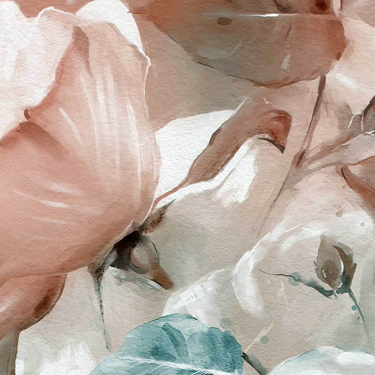 Tableau floral pastel aux nuances pêche Toile imprimée