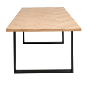 Table à manger rectangulaire finition bois chêne et métal noir L200 cm MAGDA