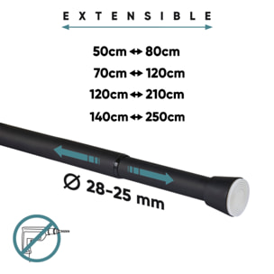 Barra presión extensible sin taladrar Negro