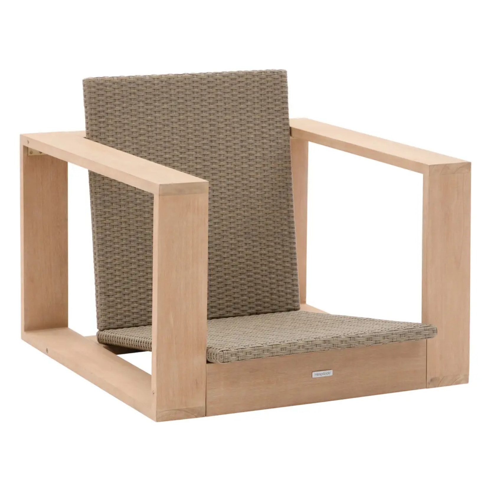 Fauteuil de salon de jardin "Loevo" eucalyptus & beige eucalyptus  et résine tressée