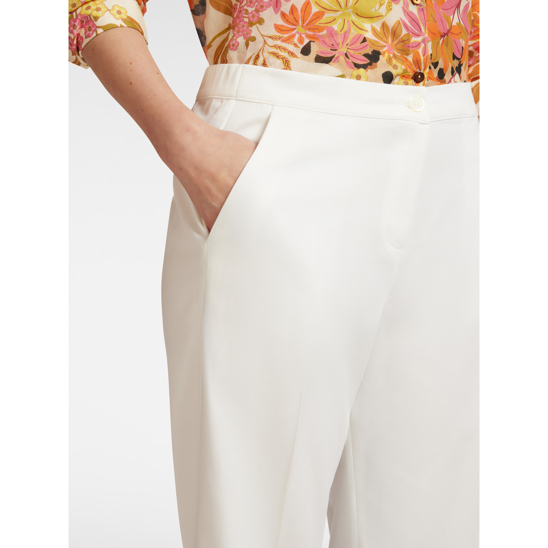 Elena Mirò - Pantalón cropped con puños - Blanco