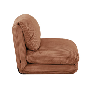 Chauffeuse matelas camel convertible velours côtelé grosse côte 1 place Cosy