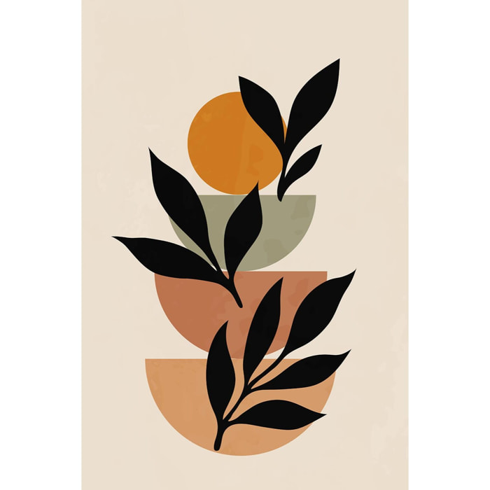 Tableau contemporain fleurs lierre  Toile imprimée