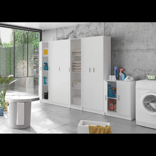 Armadio Con 3 Ante Battenti e 5 Ripiani Armadietto Multiuso Salvaspazio Ingresso Camera Portascope Ripostiglio Design Moderno 109x180x37 cm Bianco