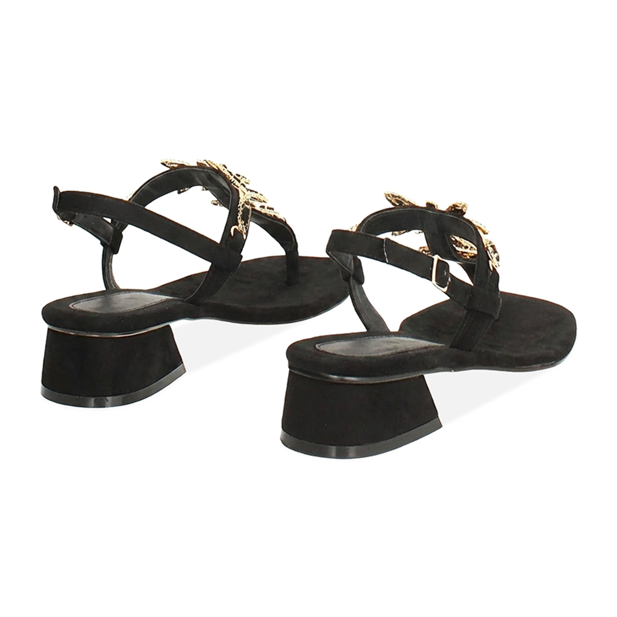 Sandali neri tacco 3,4 cm con pietre