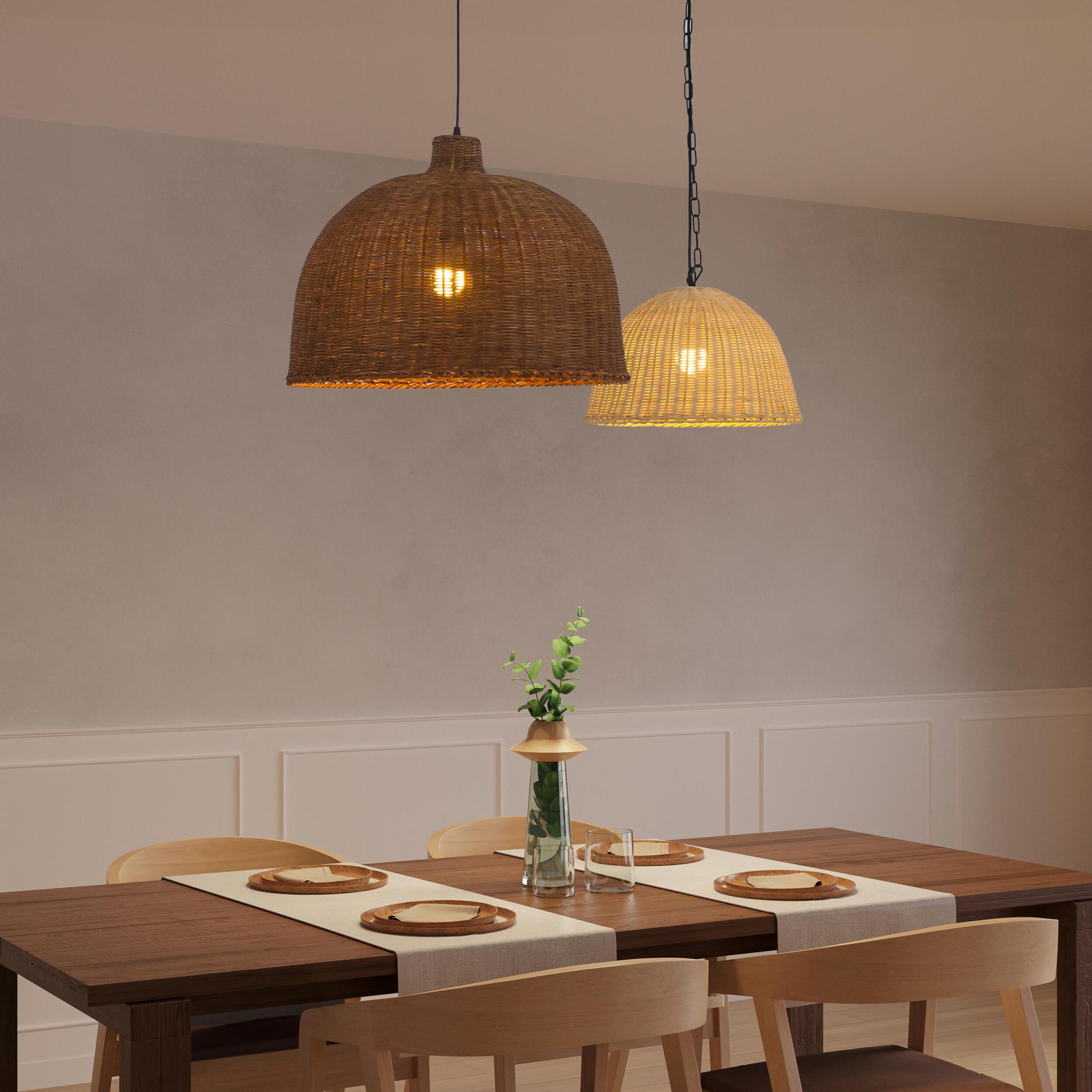 Forlight Cortic lampara colgante de rattan natural para bombilla E27
