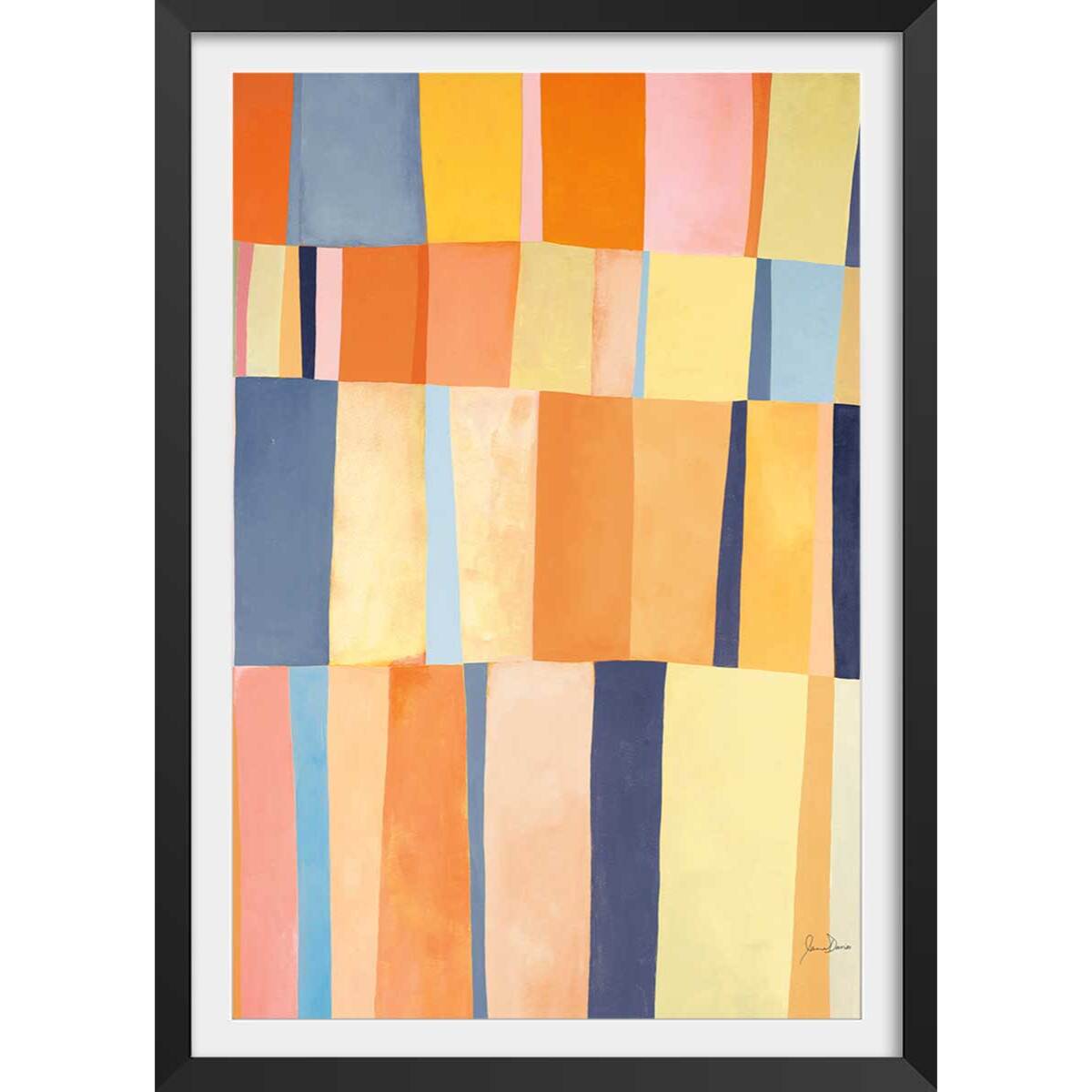 Poster happy quadri Affiche + cadre en bois - Noir