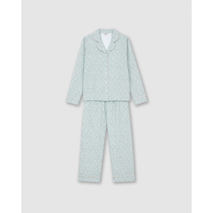 Pigiama lungo camicia in cotone verao celeste