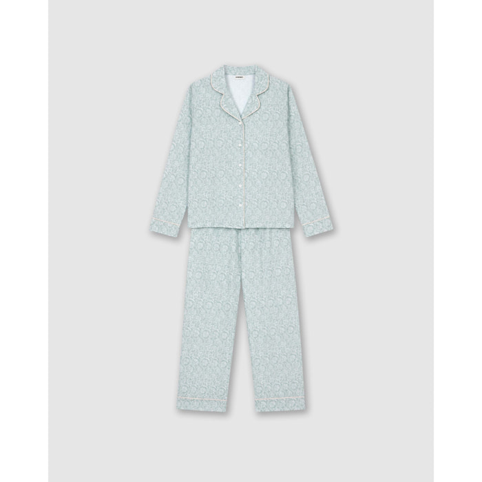 Pigiama lungo camicia in cotone verao celeste
