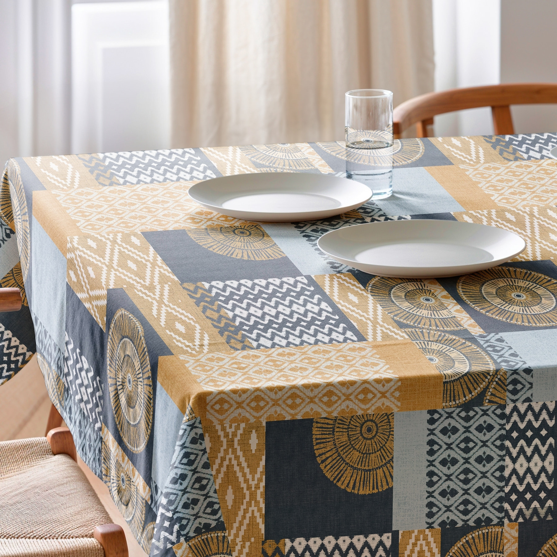 Mantel estampado antimanchas PATCH AZUL