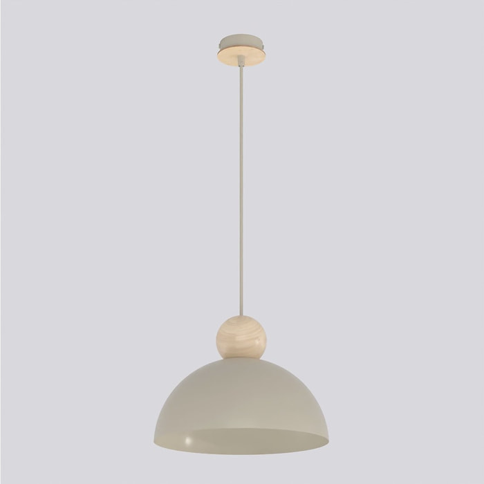 Lampada a sospensione Kaki in acciaio e legno mokka