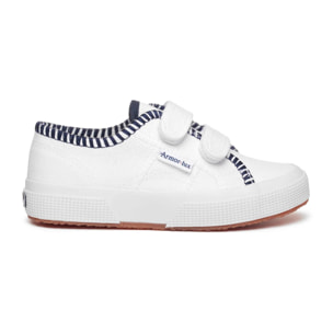 Le Superga Bambino/a Bianco 2750 Kids Straps Cotton Embroidery Line