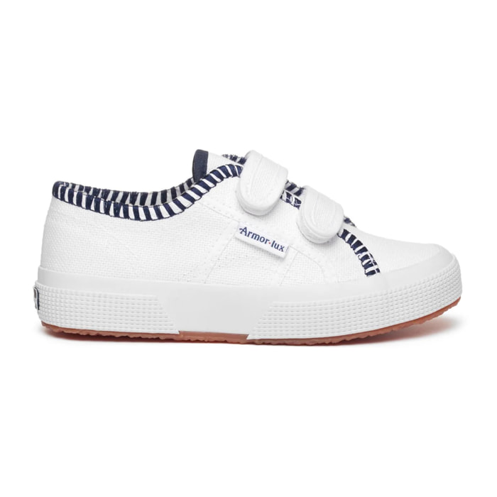 Le Superga Bambino/a Bianco 2750 Kids Straps Cotton Embroidery Line