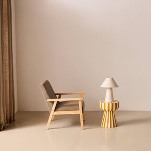 Fauteuil scandinave bois de peuplier, d'hévéa et velours côtelé ISAK