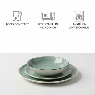 Servizio Tavola da 18 Piatti in Ceramica, lavabile in lavastoviglie e adatto a microonde, Intrecci