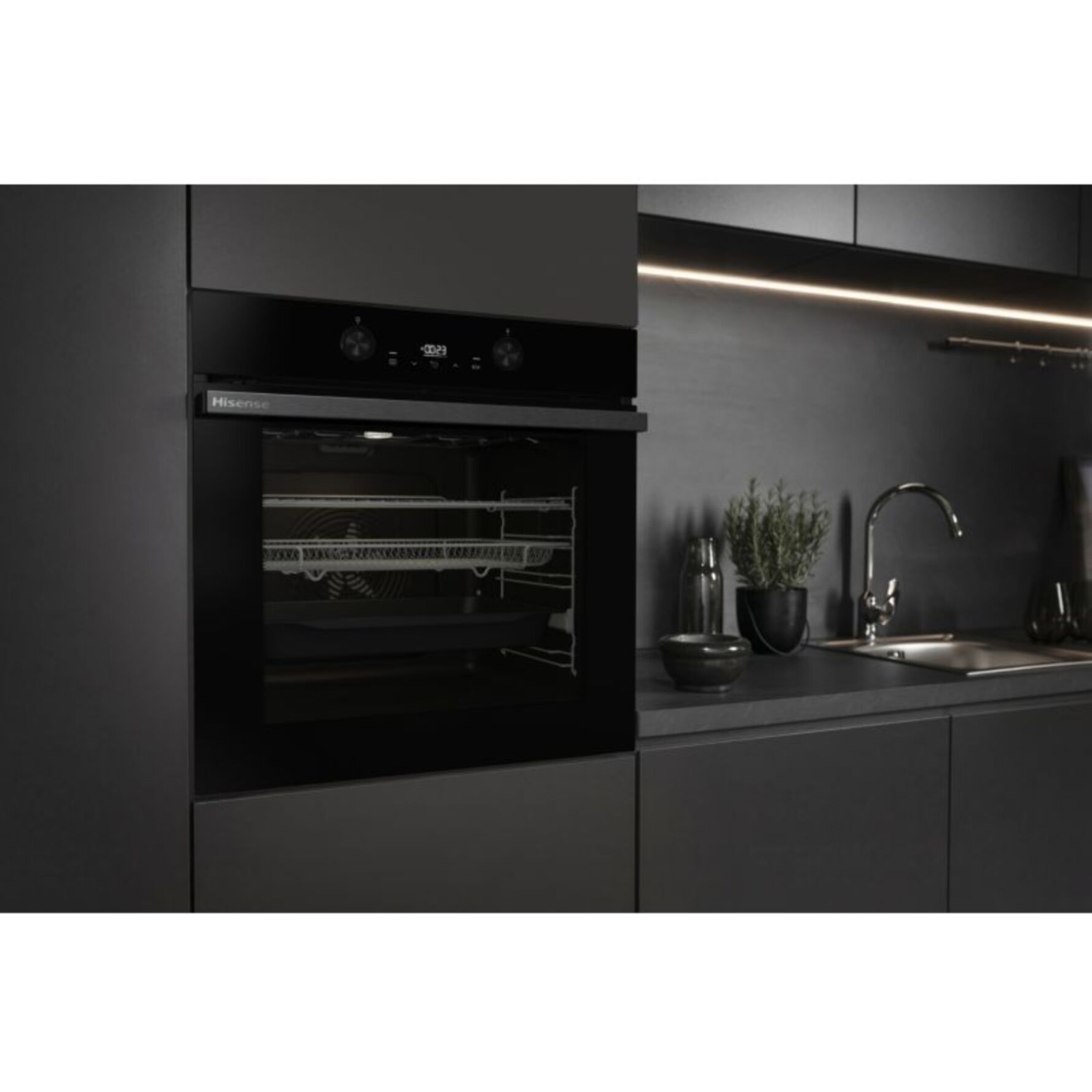 Four encastrable HISENSE BI64223EPBG - Pyrolyse, Mode Pizza 300 C, Air Fry, Cavité EvenBake, 77L