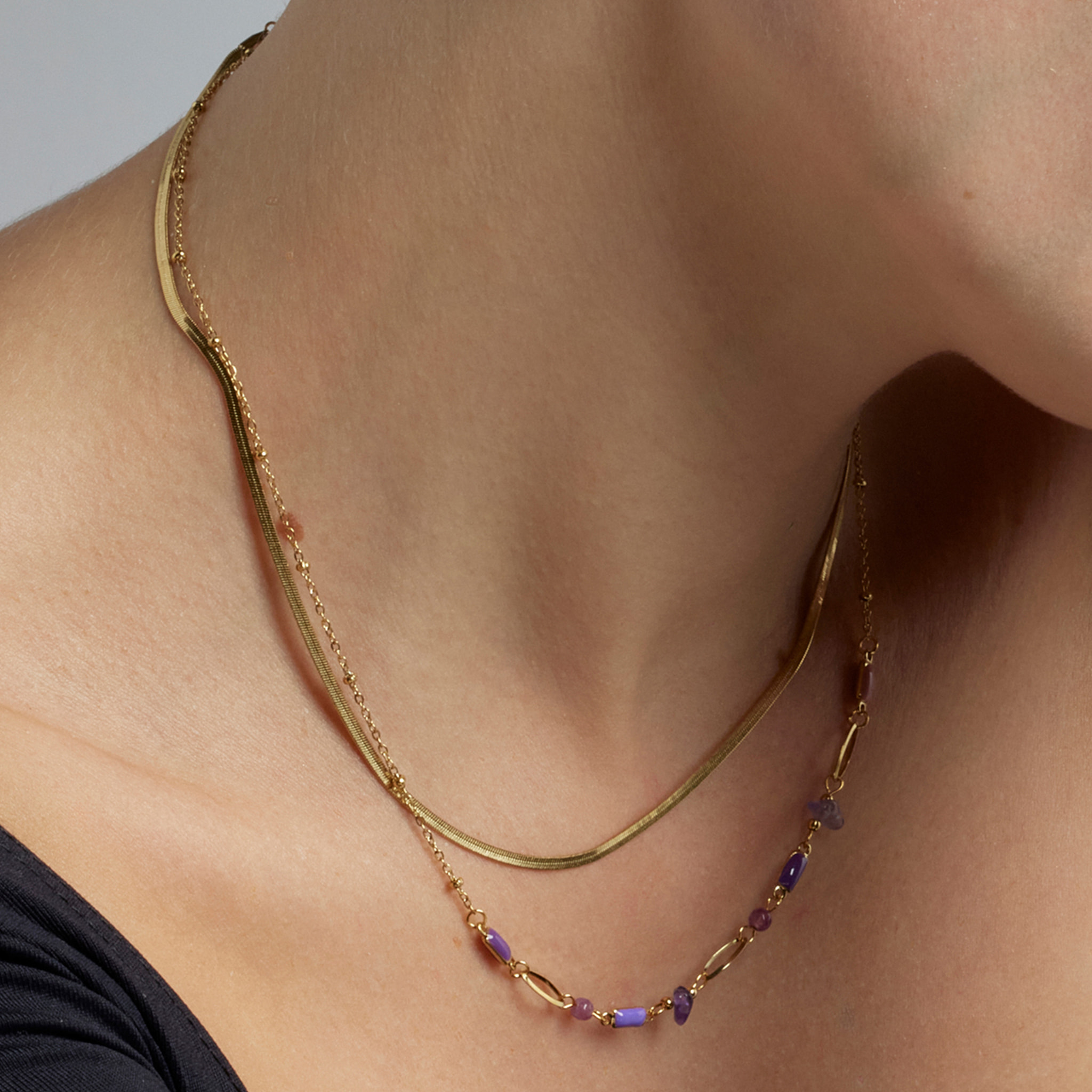 Collar con Lacado Multicolor acabado oro 18k