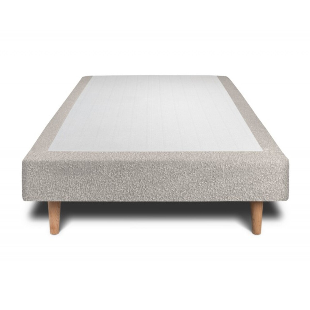 Lit avec tête de lit tapissée bouclette et sommier tapissier ep14