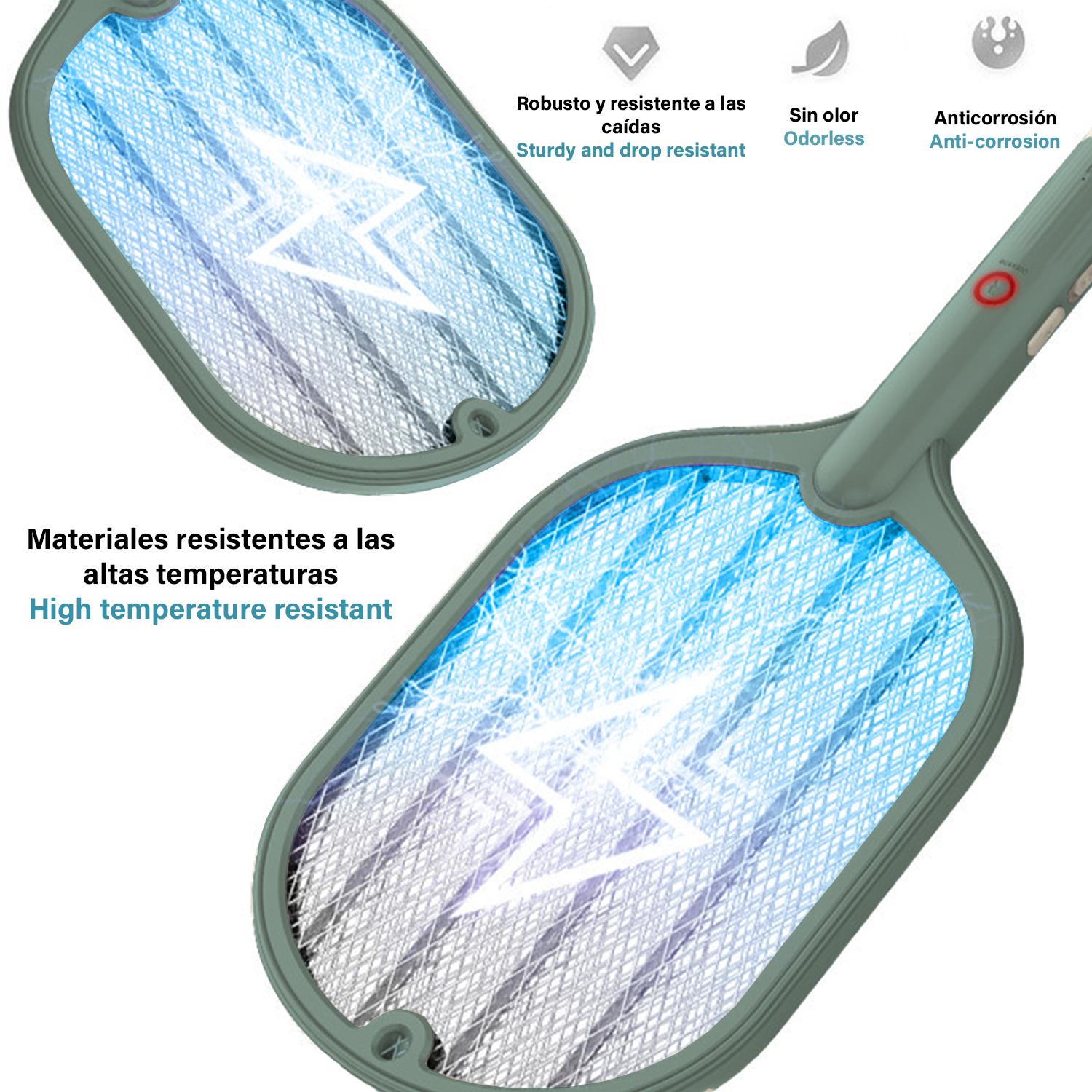 Raqueta eléctrica WP-07 mata mosquitos, moscas y polillas. Batería de litio. Luz ultravioleta 360°.