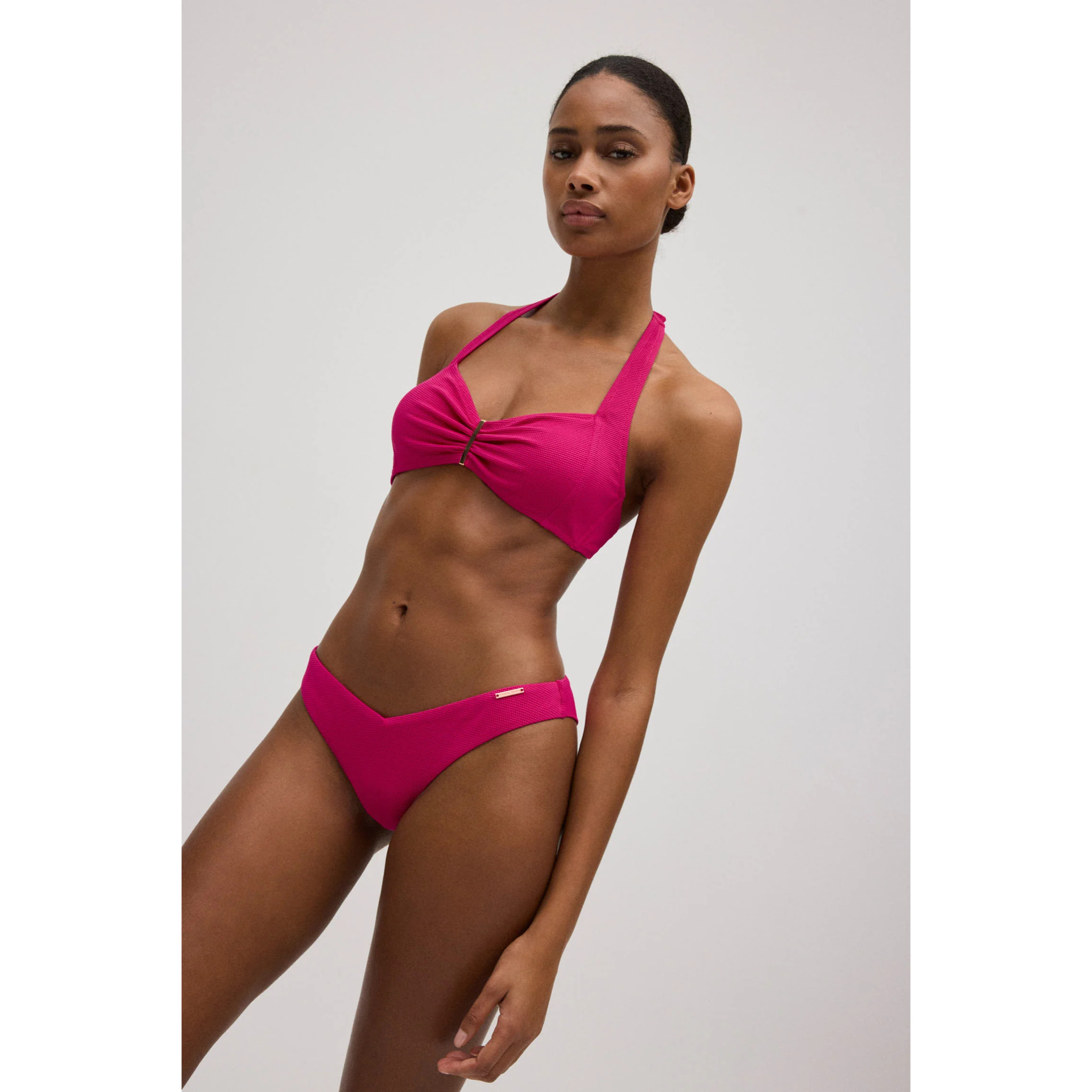 Slip bikini brasiliano in piqué fucsia