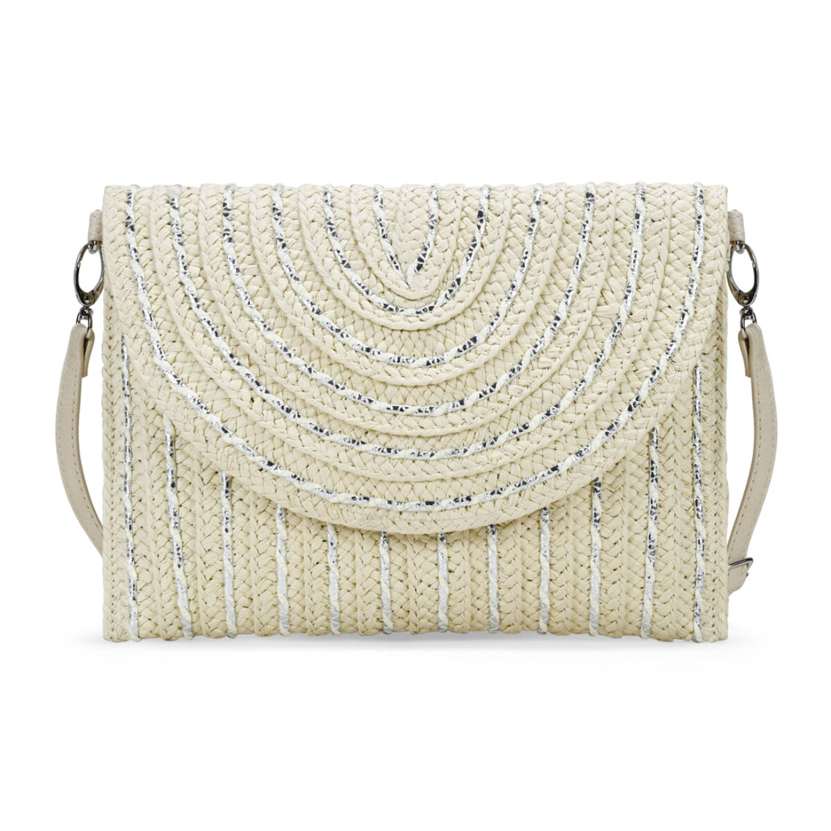 Bolso de mano beige con solapa