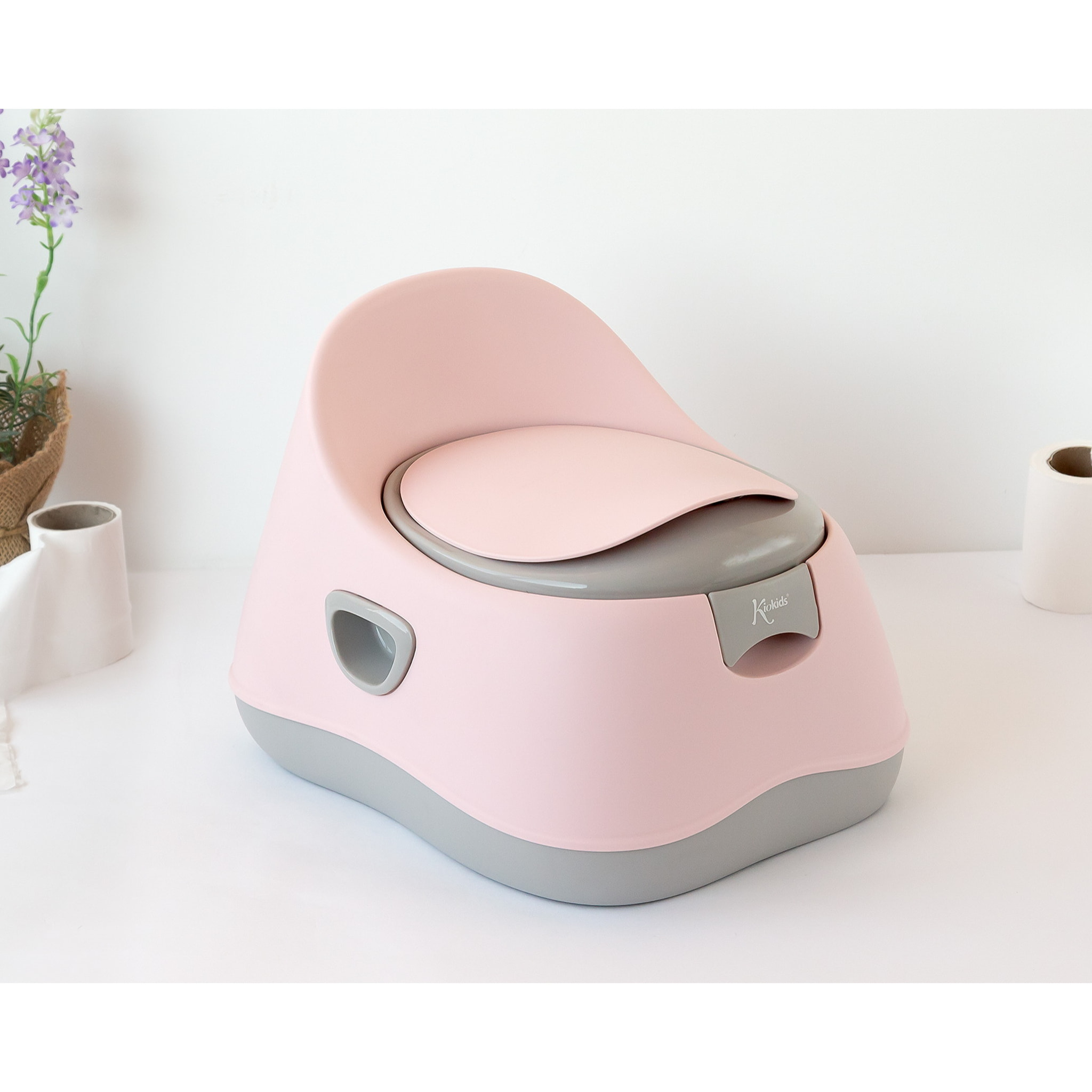 ORINAL INFANTIL CON TAPA ROSA Y GRIS