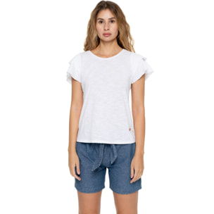 Camiseta de manga corta estilo safari urbano para mujer