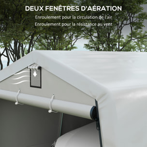 Tente garage carport dim 6L x 3,3l x 2,4H m acier galvanisé robuste PE haute densité 150 g/m² imperméable anti-UV gris
