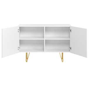 Buffet design gravé blanc mat et métal doré 2 portes L107 cm OZEN