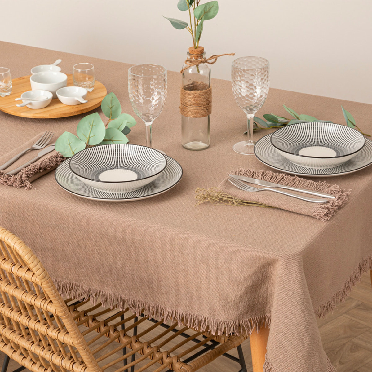 Nappe "Maha" - coton - gris - 250x150 cm