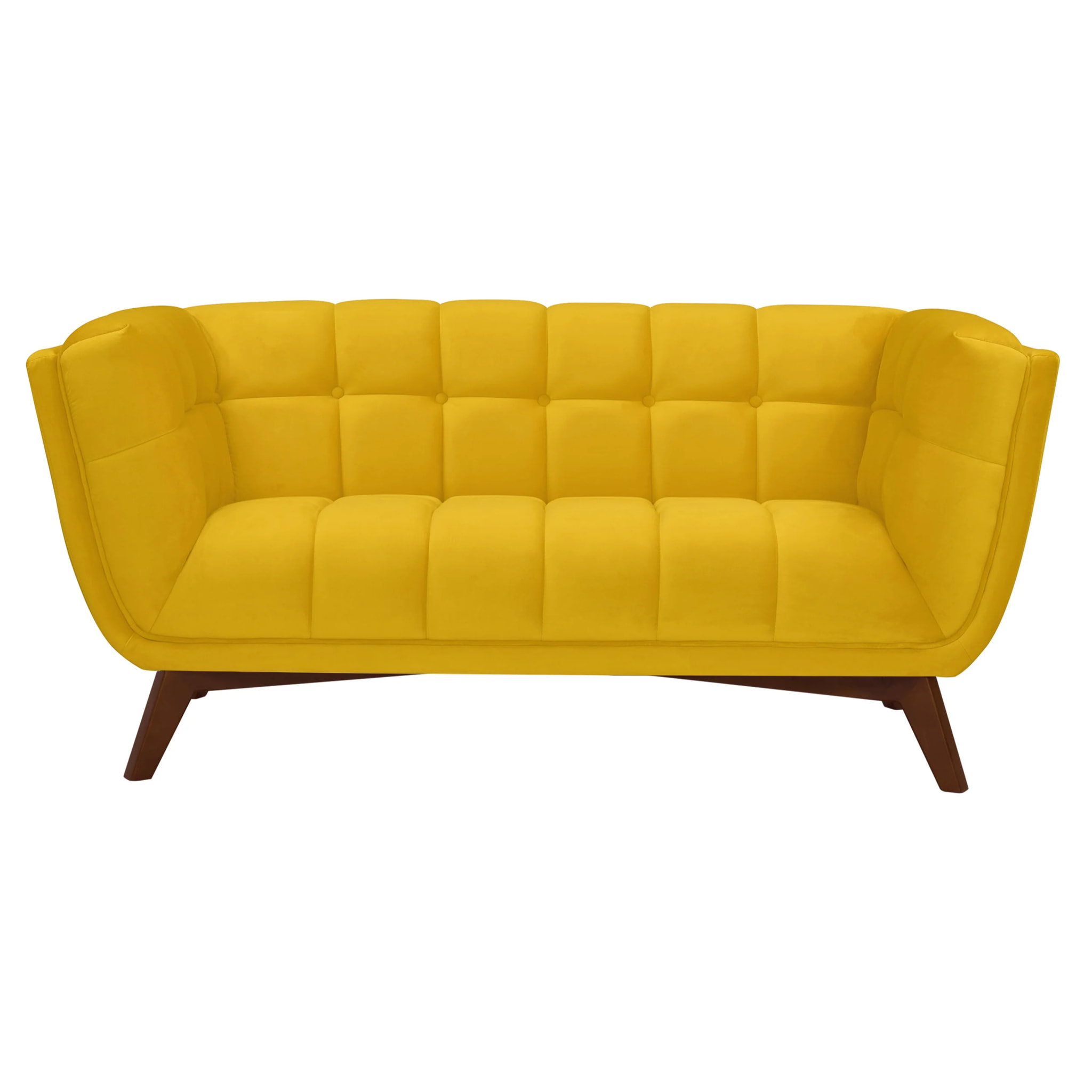 Canapé 2 places en velours jaune - Mona