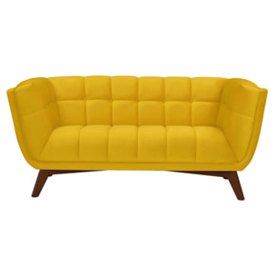 Canapé 2 places en velours jaune - Mona