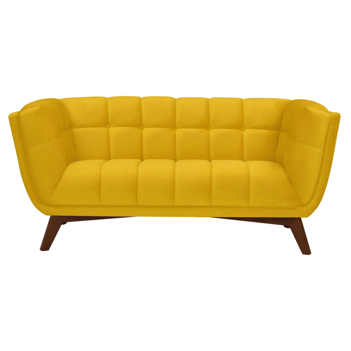 Canapé 2 places en velours jaune - Mona