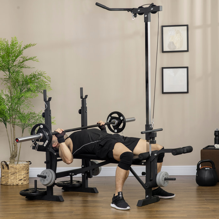 Banco de Pesas Multifuncional Banco de Musculación Ajustable en 6 Posiciones para Entrenamiento de Cuerpo Completo en Gimnasio Casa Carga 150 kg 180x134x200 cm Plata y Negro