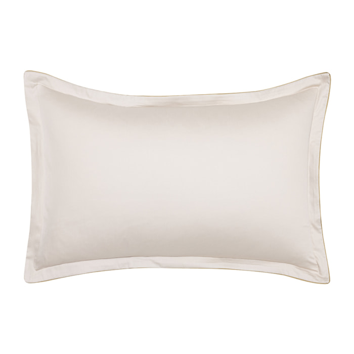Taie d'oreiller imprimée en jacquard de coton, MÉMOIRE, Beige Lune