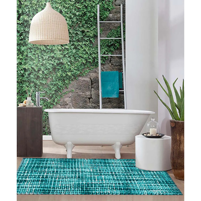 Tappeto bagno CRAZY TIFFANY in microfibra misto cotone, morbido antiscivolo lavabile in lavatrice, tappetino lavabo sanitari bagno
