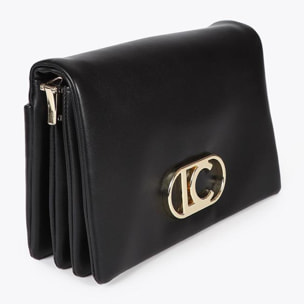 Tracolla effetto pelle con tre scomparti e patta