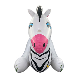 DAM Sillón flotador infantil hinchable, diseño cebra, dispara agua. 72x67x58 Cm. Color: Blanco