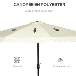 Parasol octogonal inclinable Ø 2,68 x 2,32H m mât acier noir polyester haute densité 180 g/m² crème