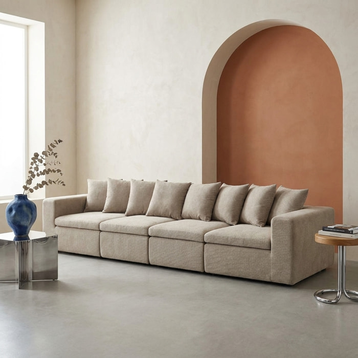 Canapé modulable tissu chenille 5 places MOVI