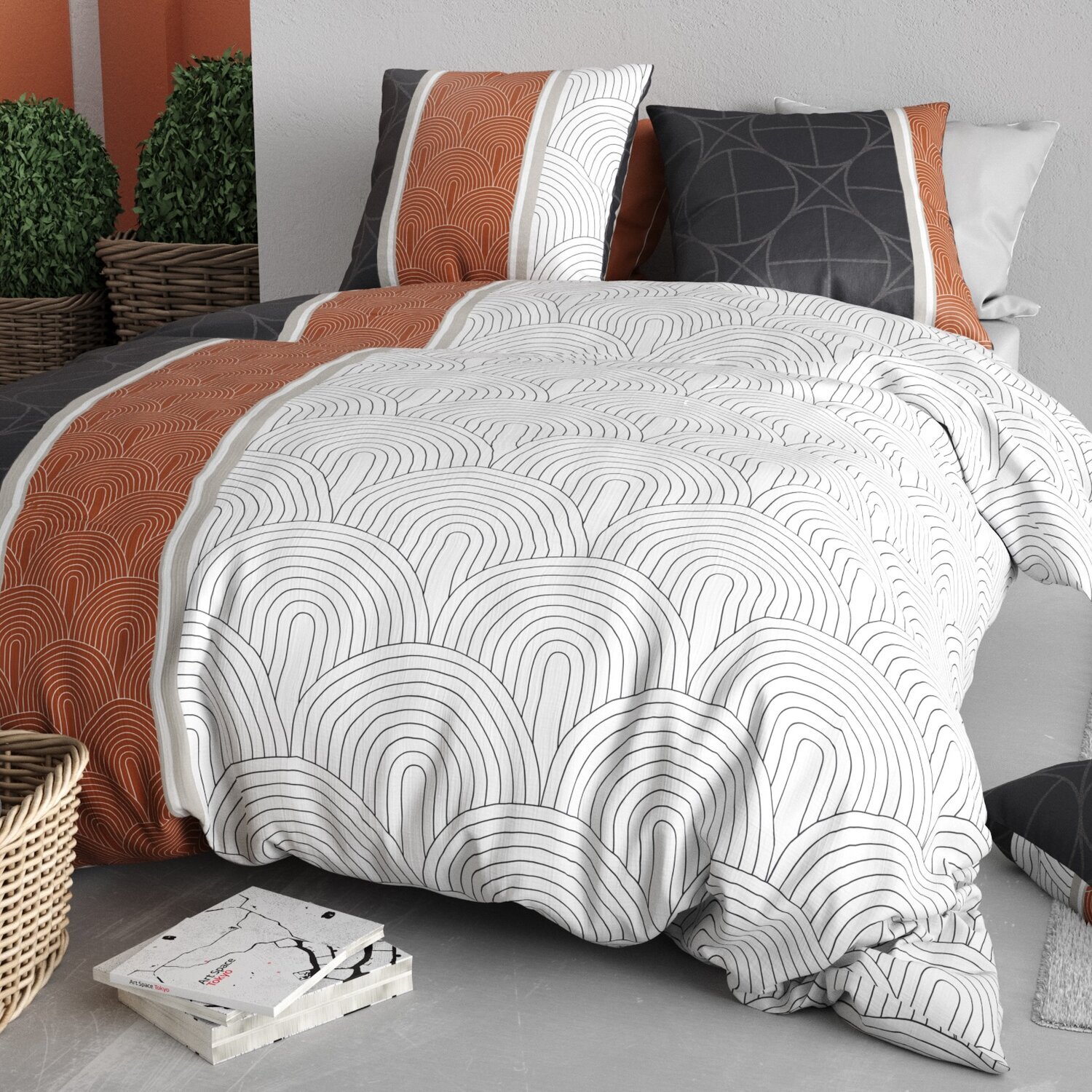 Parure housse de couette imprimé 100% coton - equinoxe