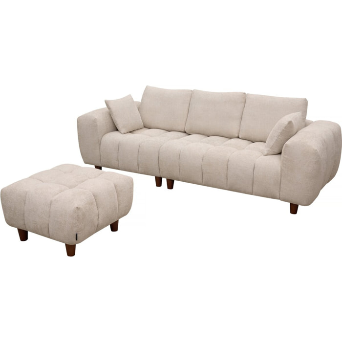 Ottoman pour canapé droit "Matignon" - 70 x 70 x 46 cm - Beige