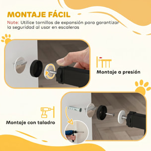 Barrera de Seguridad para Perros Pequeños Extensible 67-93,5 cm, Altura 45 cm, para Puertas y Escaleras, Puerta para Perros con Montaje a Presión, 2 Extensiones 7/14 cm, Negro
