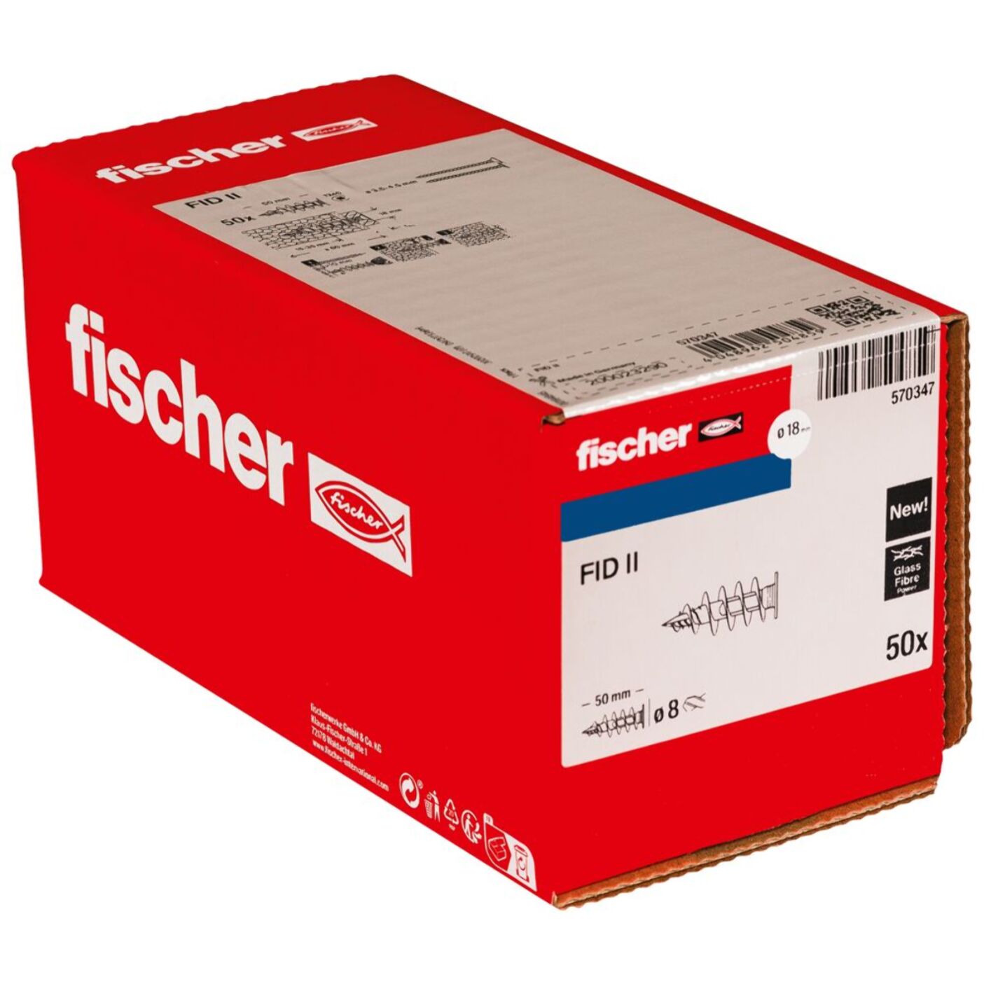 50 chevilles pour isolants FID II Ø8 50mm - FISCHER - 570347